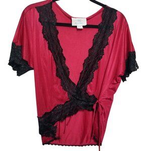 Vintage Undercover Wear Women's Red Black Lace Chemise Sz S